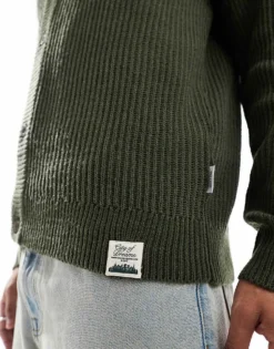 ONLY & SONS Ribbed Knit Cardigan In Green For Men Balsam Green -Modern Clothing Shop 206343739 3