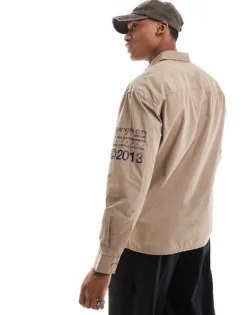 ONLY & SONS Relaxed Shirt With NYC Prints In Beige For Men Desert Taupe -Modern Clothing Shop 206343843 4