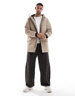 ONLY & SONS Technical Parka With Hood In Taupe For Men Desert Taupe -Modern Clothing Shop 206343903 1 deserttaupe 1