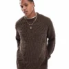 ONLY & SONS Ribbed Knit Jumper In Brown For Men Hot Fudge