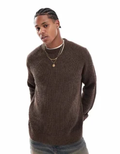 ONLY & SONS Ribbed Knit Jumper In Brown For Men Hot Fudge