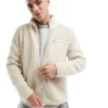 ONLY & SONS Zip Through Sherpa Fleece With Chest Pocket In Beige For Men Silver Lining
