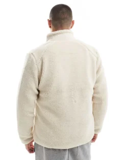 ONLY & SONS Zip Through Sherpa Fleece With Chest Pocket In Beige For Men Silver Lining -Modern Clothing Shop 206343992 4