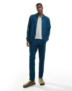 ONLY & SONS Plisse Overshirt & Trousers Co-ord In Dark Teal 7 ONLY & SONS Plisse Overshirt & Trousers Co-ord In Dark Teal -Modern Clothing Shop 206437194 1 legionblue 1