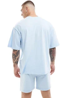 ONLY & SONS Super Oversized T-shirt Co-ord In Washed Light Blue For Men Powder Blue -Modern Clothing Shop 206437269 4