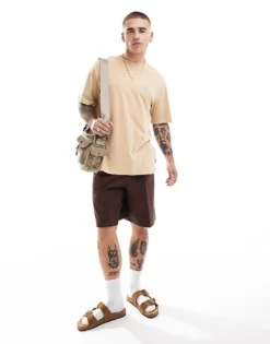 ONLY & SONS Oversized T-shirt With Paradiso Back Print In Beige For Men Ginger Root -Modern Clothing Shop 206437323 4