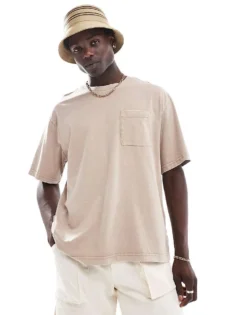 ONLY & SONS Super Oversized T-shirt In Washed Beige For Men Chincilla