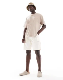 ONLY & SONS Super Oversized T-shirt In Washed Beige For Men Chincilla -Modern Clothing Shop 206437433 3