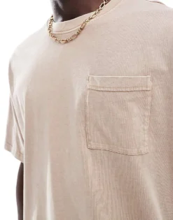 ONLY & SONS Super Oversized T-shirt In Washed Beige For Men Chincilla -Modern Clothing Shop 206437433 4