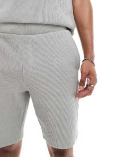 ONLY & SONS Co-ord Ribbed Jersey Short In Light Grey For Men Limestone -Modern Clothing Shop 206477907 3