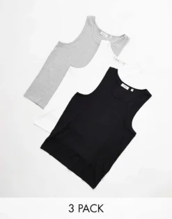 ONLY & SONS 3 Pack Vests In Black White & Light Grey For Men Multi -Modern Clothing Shop 206478069 4