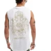 ONLY & SONS Oversize Vest With Fatima Hand Back Print In White For Men White / Twill