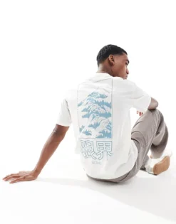 ONLY & SONS Oversize T-shirt With Mountain Back Print In White For Men Cloud Dancer