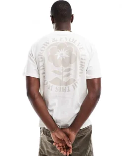 ONLY & SONS Oversize T-shirt With Flower Back Print In White For Men Cloud Dancer