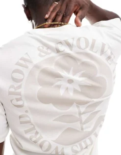 ONLY & SONS Oversize T-shirt With Flower Back Print In White For Men Cloud Dancer -Modern Clothing Shop 206531063 3