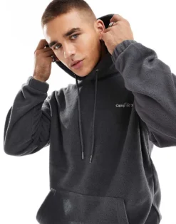 ONLY & SONS Oversized Fleece Hoodie With Base Camp Back Print In Grey For Men Grey Pinstripe -Modern Clothing Shop 206541345 3