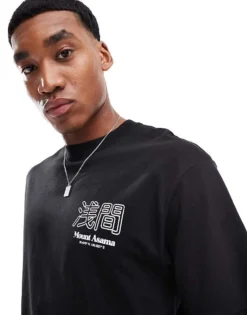 ONLY & SONS Oversize T-shirt With Mountain Back Print In Black For Men -Modern Clothing Shop 206584569 4