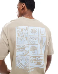 ONLY & SONS Oversize T-shirt With Block Desert Back Print In Beige For Men Crockery -Modern Clothing Shop 206584645 1 crockery 1