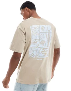 ONLY & SONS Oversize T-shirt With Block Desert Back Print In Beige For Men Crockery -Modern Clothing Shop 206584645 4