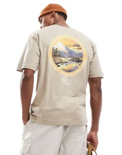 ONLY & SONS Oversize T-shirt With Mount Fiji Back Print In Beige For Men Crockery -Modern Clothing Shop 206584656 1 crockery 1