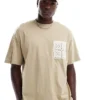 ONLY & SONS Oversize T-shirt With Crochet Pocket In Light Brown For Men Twill