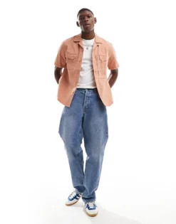 ONLY & SONS 3 Pocket Utility Shirt In Light Orange For Men Cork -Modern Clothing Shop 206584765 3