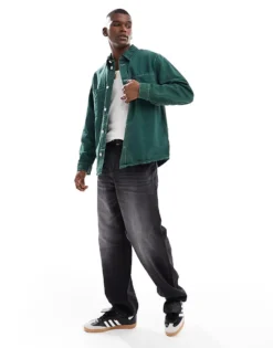 ONLY & SONS Vintage Fit Denim Overshirt In Green For Men