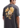 ONLY & SONS Oversized T-shirt With Floral Back Print In Dark Grey For Men Magnet