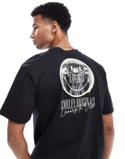 ONLY & SONS Relaxed T-shirt With Smile Print In Black For Men