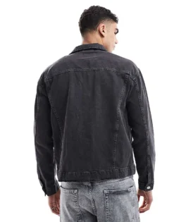 ONLY & SONS Oversized Denim Jacket In Washed Black For Men Washed Grey -Modern Clothing Shop 206740623 4