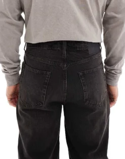 ONLY & SONS Fade Loose Fit Jeans In Black With Vintage Brown Cast For Men Black Brown Tint -Modern Clothing Shop 206740651 4