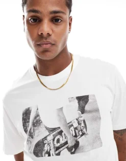 ONLY & SONS Regular T-shirt With Skateboard Print In White For Men Cloud Dancer -Modern Clothing Shop 206740677 3