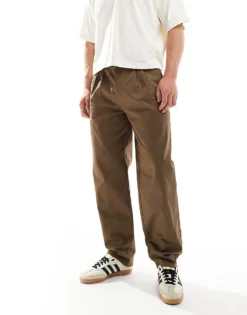 ONLY & SONS Pleated Loose Fit Trousers In Brown For Men -Modern Clothing Shop 206740699 3