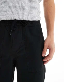 ONLY & SONS Pull On Loose Fit Worker Trouser In Black For Men -Modern Clothing Shop 206740742 4