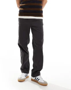 ONLY & SONS Elasticated Waist Tapered Trouser In Dark Grey For Men Grey Pinstripe -Modern Clothing Shop 206740743 1 greypinstripe 1