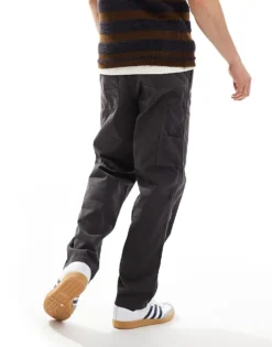 ONLY & SONS Elasticated Waist Tapered Trouser In Dark Grey For Men Grey Pinstripe -Modern Clothing Shop 206740743 3