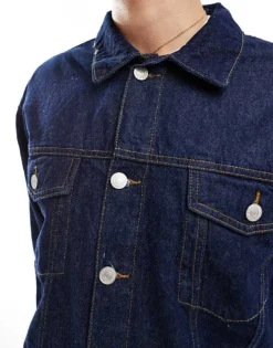 ONLY & SONS Oversized Denim Jacket In Indigo For Men Indigo Rinse -Modern Clothing Shop 206740802 4