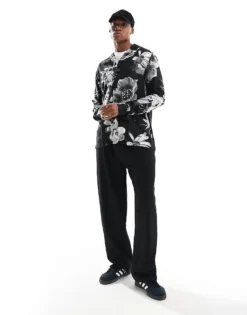 ONLY & SONS Relaxed Shirt With Grey Floral In Black For Men -Modern Clothing Shop 206740827 3