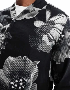 ONLY & SONS Relaxed Shirt With Grey Floral In Black For Men -Modern Clothing Shop 206740827 4