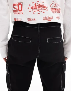 ONLY & SONS Edge Straight Fit Utility Pocket Jeans With Contrast Stitch In Black For Men Black Denim -Modern Clothing Shop 206740828 4