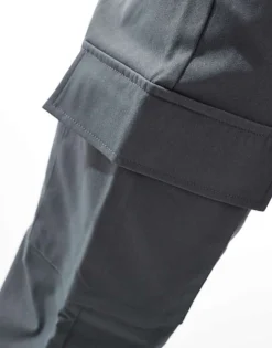 ONLY & SONS Loose Fit Smart Cargo Trouser In Charcoal For Men Grey Pinstripe -Modern Clothing Shop 206740881 3