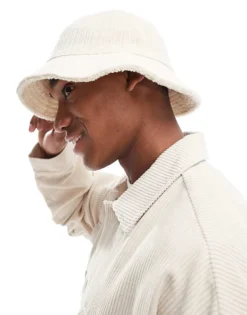 ONLY & SONS Cord Bucket Hat In Stone For Men Antique White -Modern Clothing Shop 206740946 3