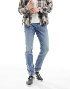 ONLY & SONS Loom Slim Fit Jeans In Vintage Blue Wash For Men Med Bue Tinted