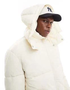 ONLY & SONS Quilted Puffer Jacket With Wide Hood In Off White For Men Antique White -Modern Clothing Shop 206870237 3