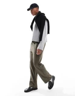 ONLY & SONS Elasticated Waist Wide Leg Sweatpant In Light Brown For Men Bungee Cord -Modern Clothing Shop 206870265 5