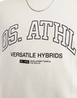 ONLY & SONS Crew Neck Drop Shoulder Sweater With Athletic Print In Cream For Men Pristine -Modern Clothing Shop 206870277 3