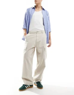 ONLY & SONS Loose Cargo Trouser In Beige For Men Silver Lining -Modern Clothing Shop 206870296 5