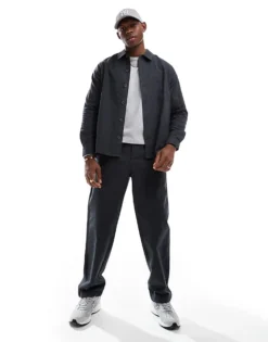 ONLY & SONS Flannel Co-ord In Dark Grey Marl