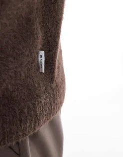 ONLY & SONS Crew Neck Brushed Jumper In Brown For Men Hot Fudge -Modern Clothing Shop 206870384 4