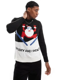 ONLY & SONS Christmas Jumper In Black For Men Black Skiing